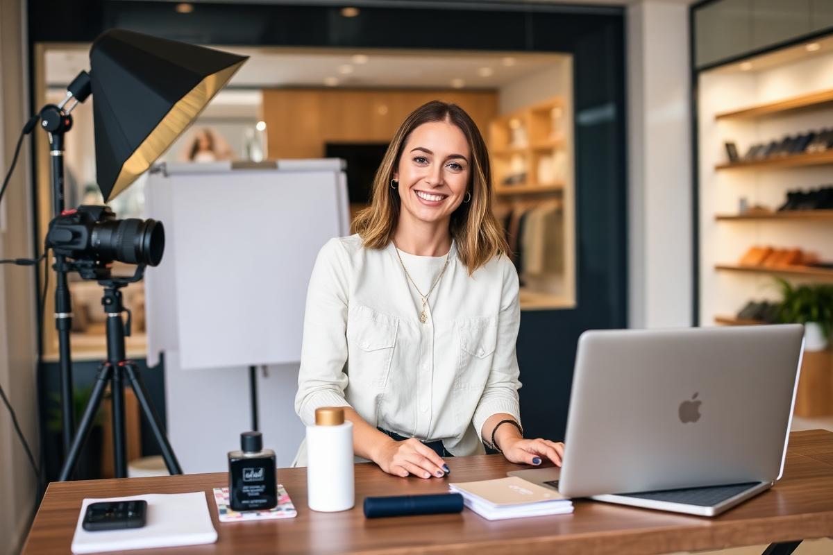 Entrepreneur photographing products for a new brand launch